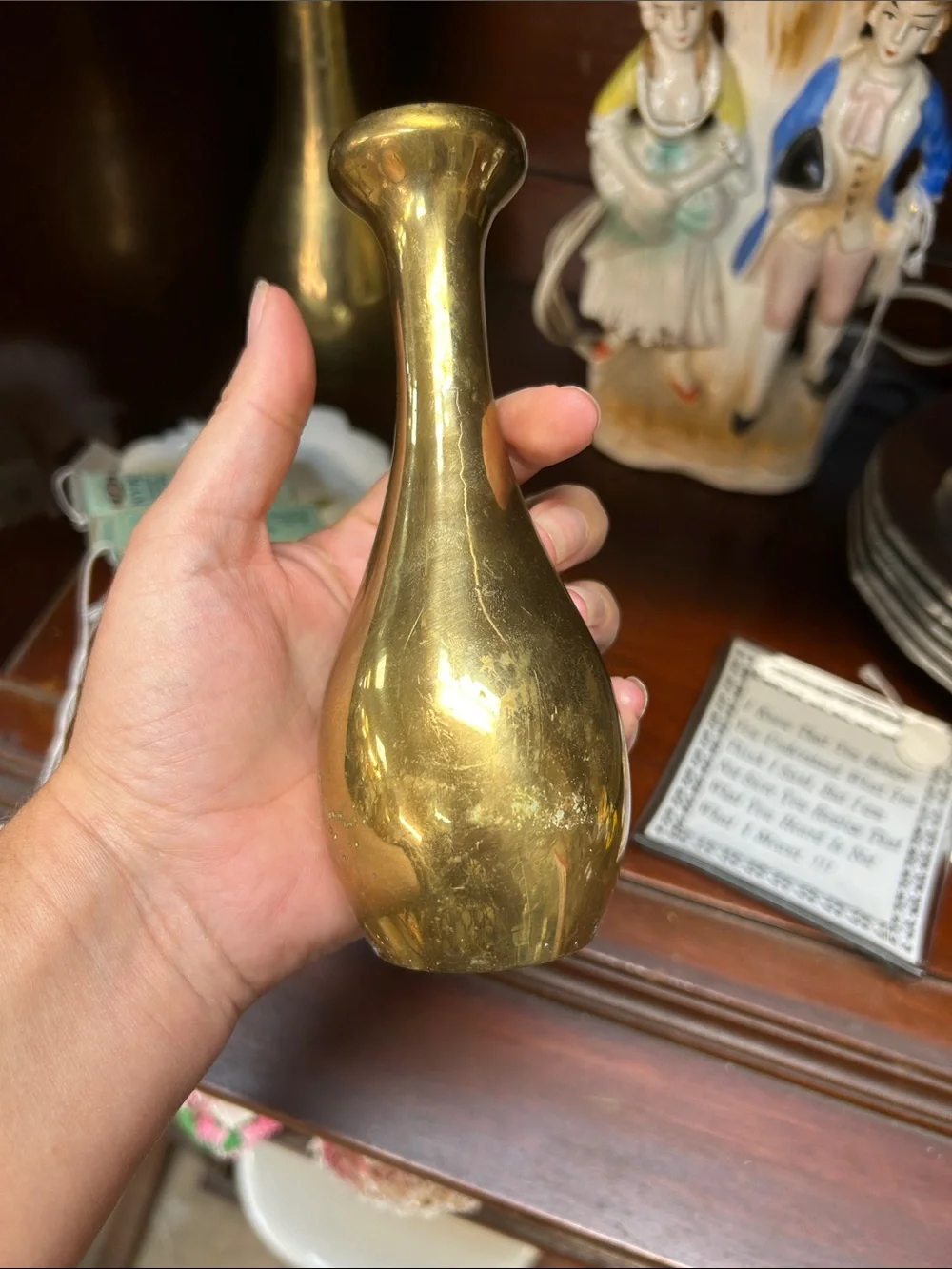 Vintage 6” & 8” Pair of Brass Bud Vases